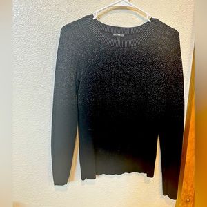 ❤️ Express size small black crew neck sweater metallic ombre